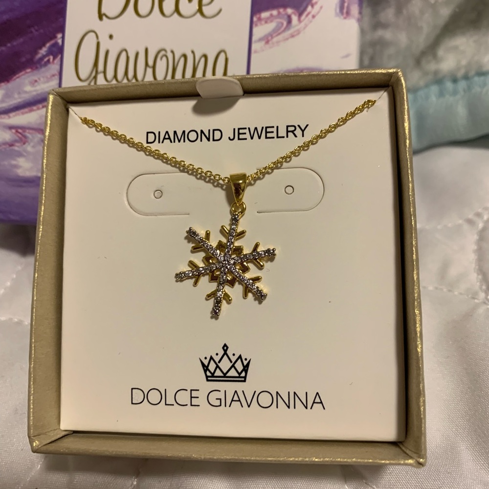 Diamond snowflake necklace and bracelet